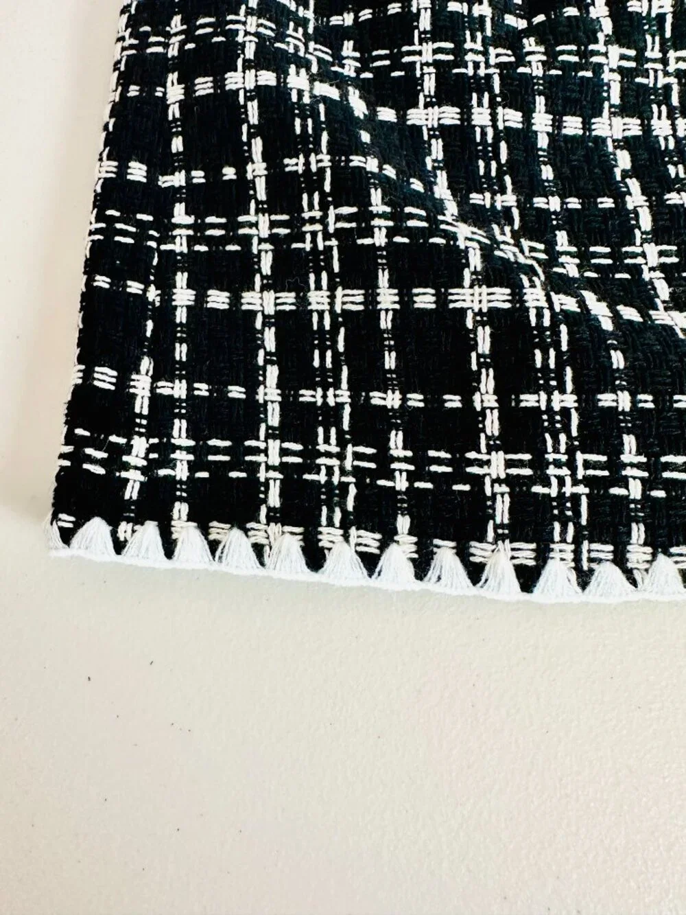 LAUNDRY BY SHELLI SEGAL BLACK AND WHITE PLAID TWEED MINI SKIRT XL $79